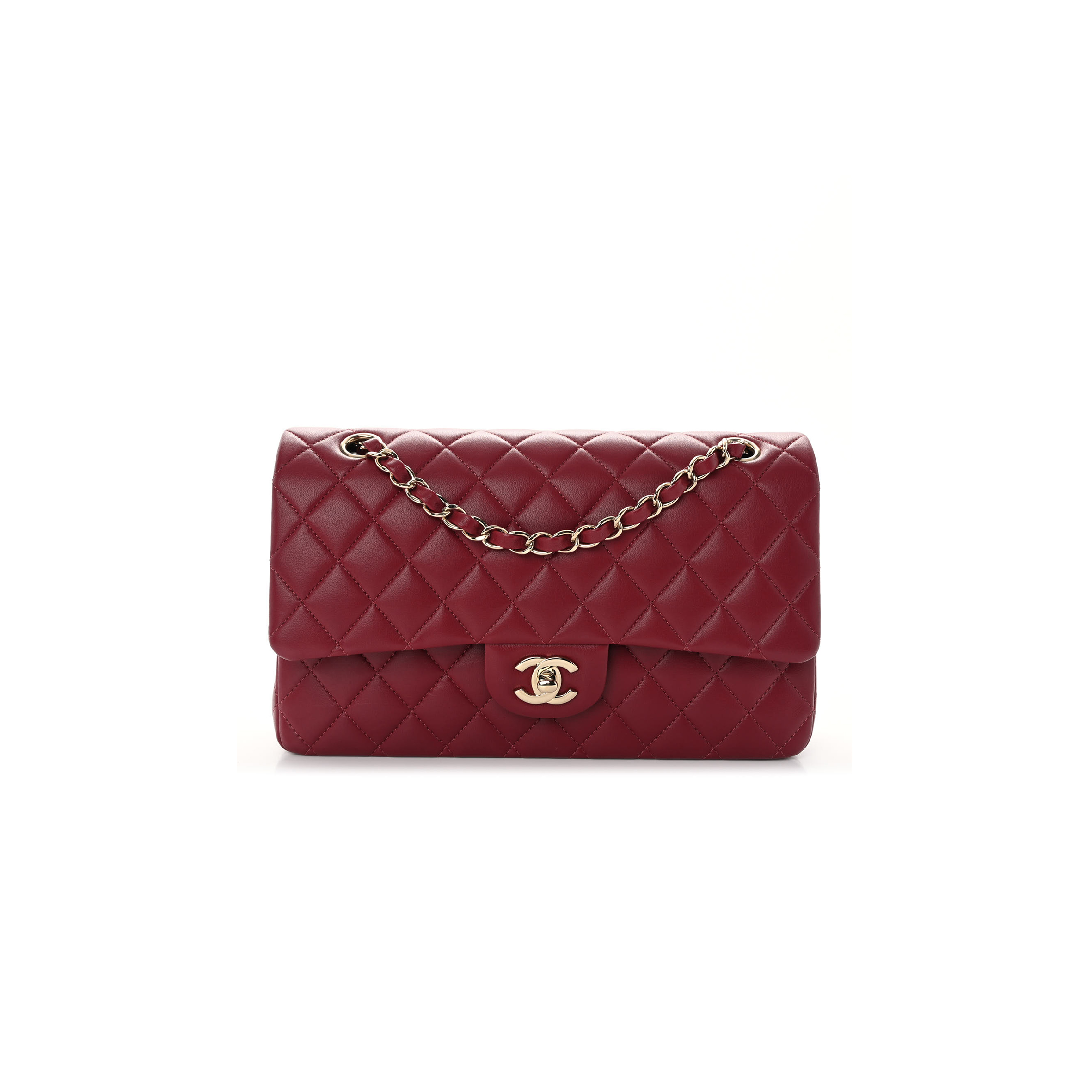 CHANEL CALFSKIN QUILTED MEDIUM DOUBLE FLAP DARK RED ROSE GOLD HARDWARE (25*15*6cm) CHANEL CALFSKIN QUILTED MEDIUM DOUBLE FLAP DARK RED ROSE GOLD HARDWARE (25*15*6cm)